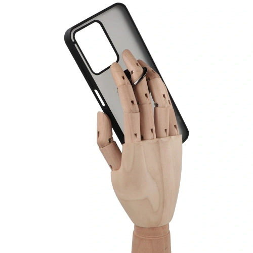 Etui z uchwytem na palec Bizon Case Hybrid Ring do Realme C33 / C30 / Narzo 50i Prime przydymione z czarną ramką