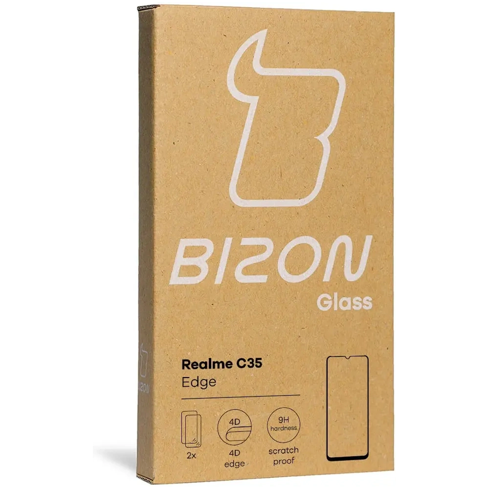 Hurtownia GSM - Bizon Glass Edge edzett üveg - [2 PACK] + lencsevédelem Realme C35 fekete - BIZ734 - {ean13} - Hurt