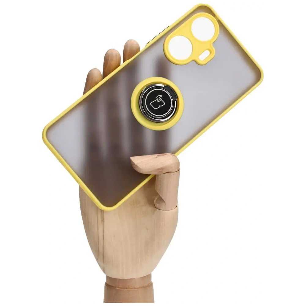 Wholesale Bizon Case Hybrid Ring Realme C55 smoky with a yellow frame - BIZ738 - {ean13} - Hurt