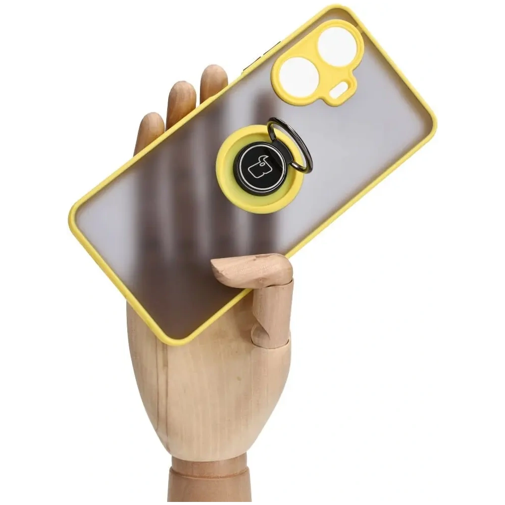 Wholesale Bizon Case Hybrid Ring Realme C55 smoky with a yellow frame - BIZ738 - {ean13} - Hurt