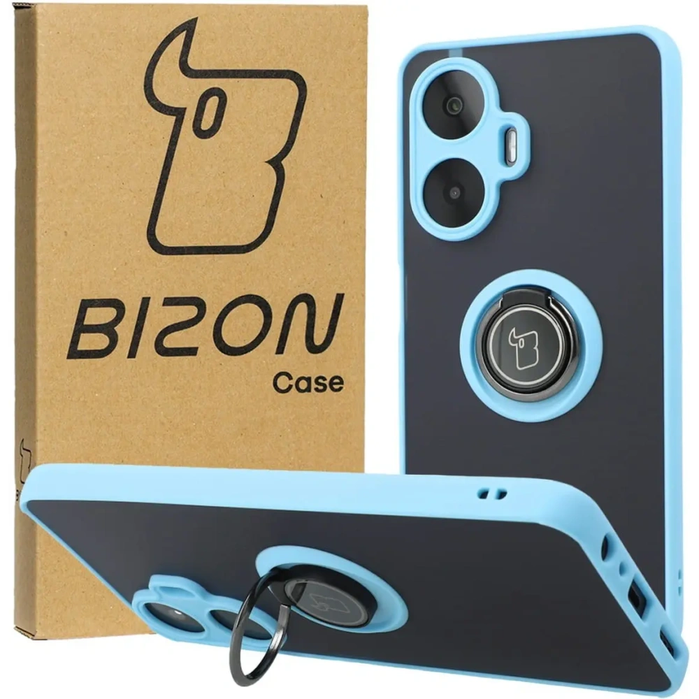 Wholesale Bizon Case Hybrid Ring Realme C55 smoky with a light blue frame - BIZ739 - {ean13} - Hurt