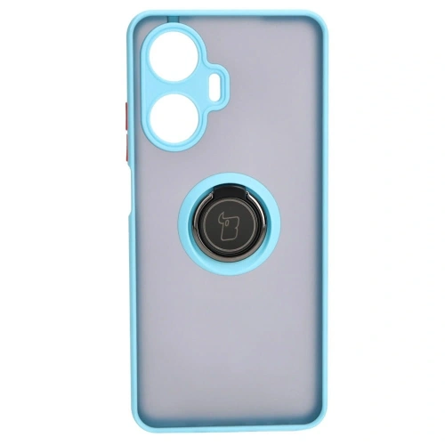 Etui z uchwytem na palec Bizon Case Hybrid Ring do Realme C55 przydymione z jasnoniebieską ramką