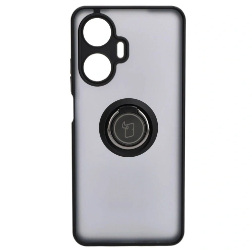 Etui z uchwytem na palec Bizon Case Hybrid Ring do Realme C55 przydymione z czarną ramką
