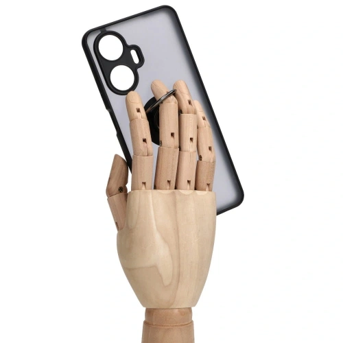 Etui z uchwytem na palec Bizon Case Hybrid Ring do Realme C55 przydymione z czarną ramką