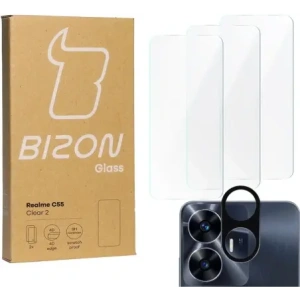 Wholesale BIZON Clear 2 3x screen glass + camera glass Realme C55 - BIZ741 - {ean13} - Hurt