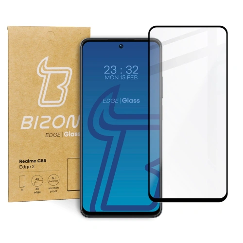 Szkło hartowane Bizon Glass Edge 2 do Realme C55 / OnePlus Nord CE 3 Lite czarne
