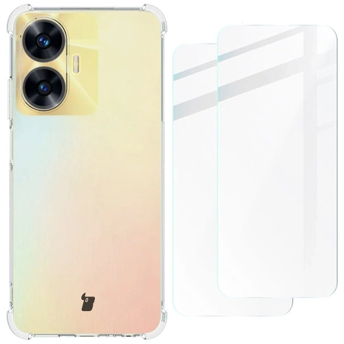 Etui + 2x szkło na ekran Bizon Case Clear Pack do Realme C55 przezroczyste