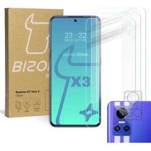 Hurtownia GSM - Bizon Sticlă Clară din sticlă temperată - 3 buc. + sticlă lentilă Realme GT Neo 3 - BIZ763 - {ean13} - Hurt