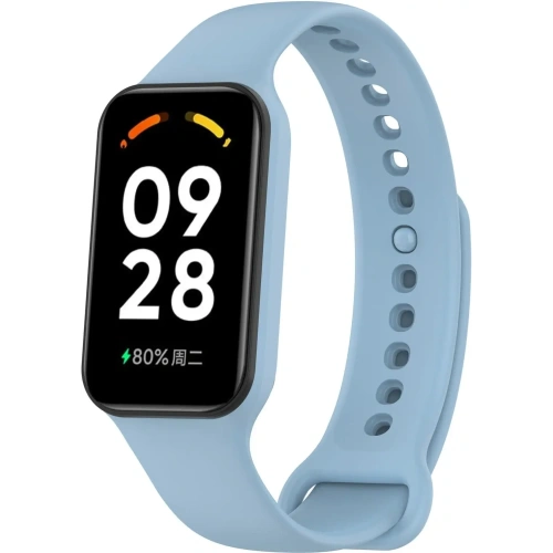 Etui z paskiem Bizon Strap + Case Watch Dots do Xiaomi Redmi Smart Band 2 / Xiaomi Mi Band 8 Active błękitne