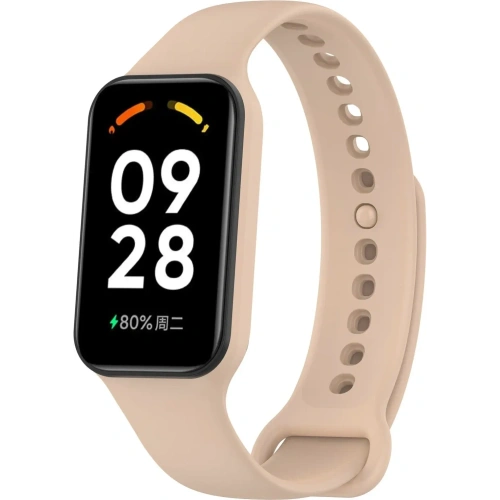 Etui z paskiem Bizon Strap + Case Watch Dots do Xiaomi Redmi Smart Band 2 / Xiaomi Mi Band 8 Active jasnoróżowe