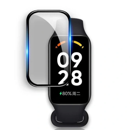 Szkło hybrydowe Bizon Glass Watch Edge Hybrid do Redmi Smart Band 2 / Xiaomi Mi Band 8 Active czarne