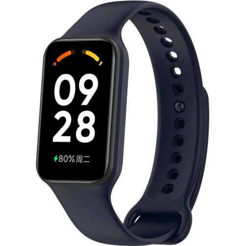 Etui z paskiem Bizon Strap + Case Watch Dots do Xiaomi Redmi Smart Band 2 / Xiaomi Mi Band 8 Active granatowe
