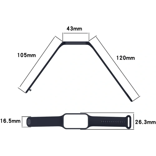 Etui z paskiem Bizon Strap + Case Watch Dots do Xiaomi Redmi Smart Band 2 / Xiaomi Mi Band 8 Active granatowe