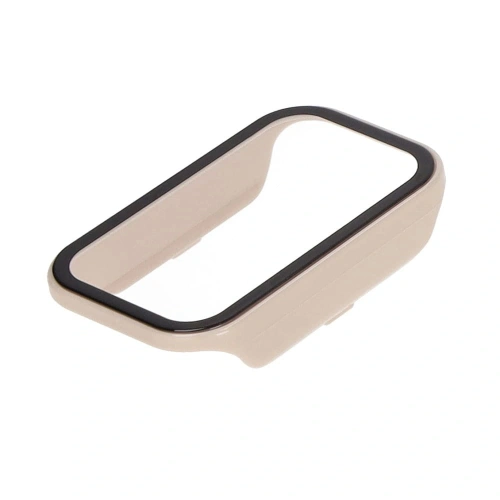 Etui Bizon Case+Glass Set do Xiaomi Redmi Smart Band 2 / Xiaomi Mi Band 8 Active beżowe
