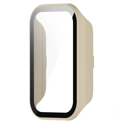 Etui Bizon Case+Glass Set do Xiaomi Redmi Smart Band 2 / Xiaomi Mi Band 8 Active beżowe