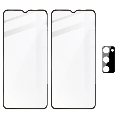 Szkło hartowane Bizon Glass Edge - [2 PACK] + ochrona na obiektyw Samsung Galaxy A03s czarne