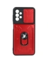 Etui Bizon Case Camshield Card Slot Ring do Samsung Galaxy A13 4G červené