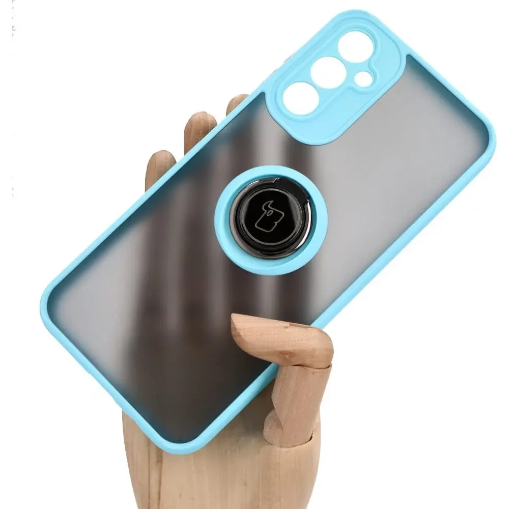 Hurtownia GSM - Bizon Case Hybrid Ring Samsung Galaxy A14 4G / 5G füstös, világoskék kerettel - BIZ823 - {ean13} - Hurt