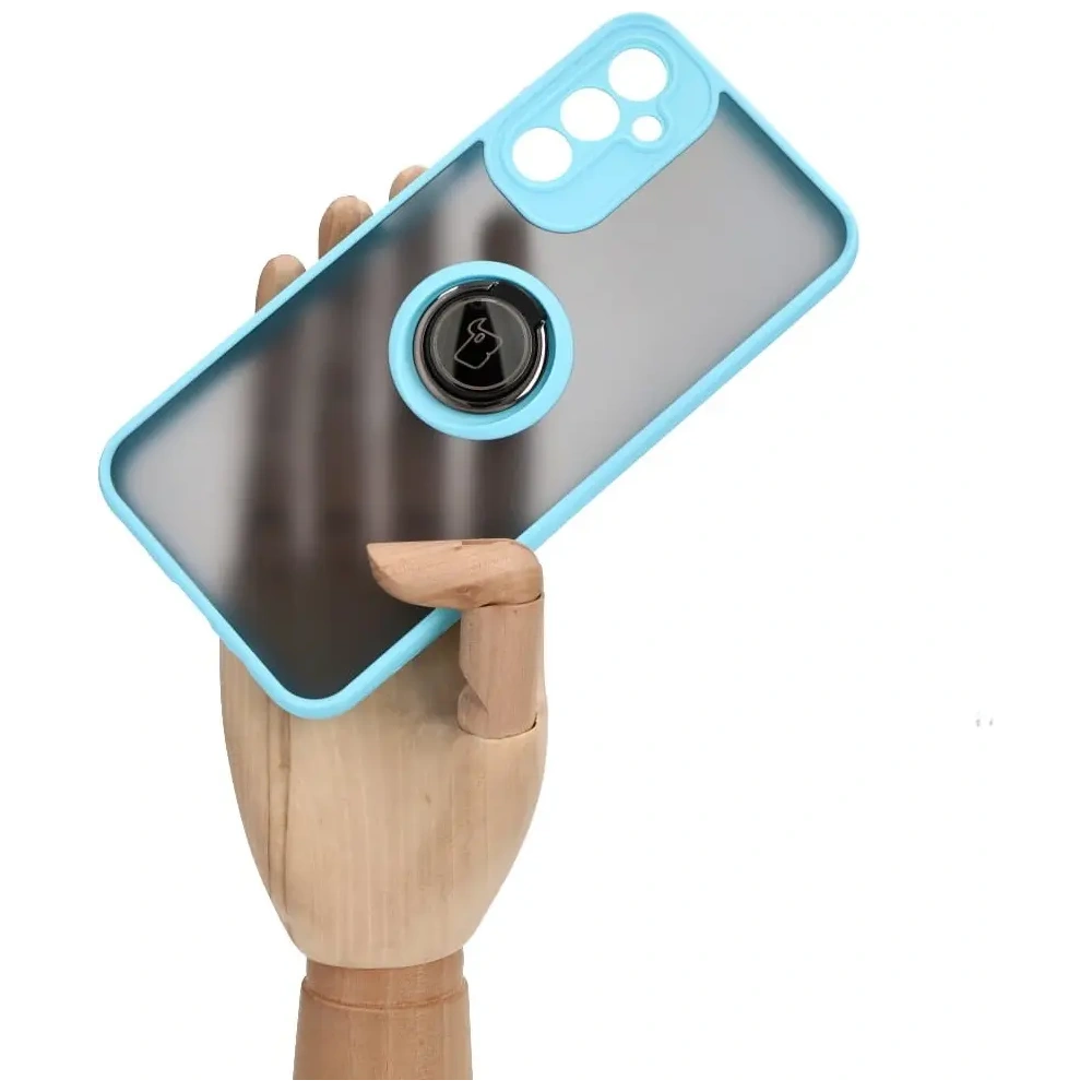 Hurtownia GSM - Bizon Case Hybrid Ring Samsung Galaxy A14 4G / 5G füstös, világoskék kerettel - BIZ823 - {ean13} - Hurt