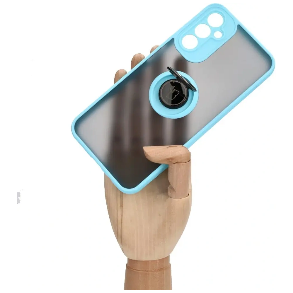 Hurtownia GSM - Bizon Case Hybrid Ring Samsung Galaxy A14 4G / 5G füstös, világoskék kerettel - BIZ823 - {ean13} - Hurt