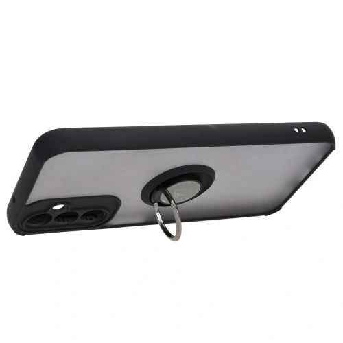 Etui z uchwytem na palec Bizon Case Hybrid Ring do Samsung Galaxy A14 4G / 5G przydymione z czarną ramką