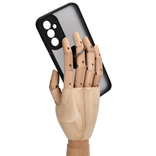 Etui z uchwytem na palec Bizon Case Hybrid Ring do Samsung Galaxy A14 4G / 5G przydymione z czarną ramką