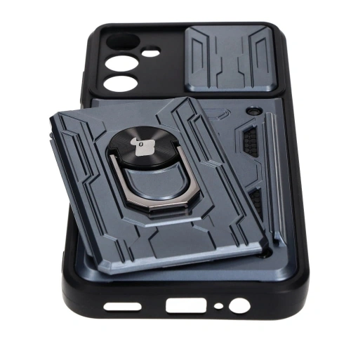 Etui Bizon Case Camshield Card Slot Ring do Samsung Galaxy A14 4G/5G szare