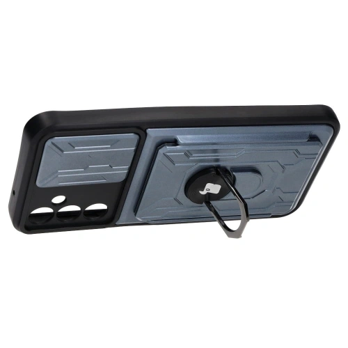 Etui Bizon Case Camshield Card Slot Ring do Samsung Galaxy A14 4G/5G szare