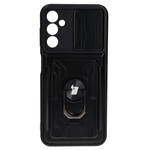 Etui Bizon Case Camshield Card Slot Ring do Samsung Galaxy A14 4G/5G czarne