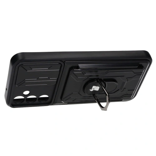 Etui Bizon Case Camshield Card Slot Ring do Samsung Galaxy A14 4G/5G czarne