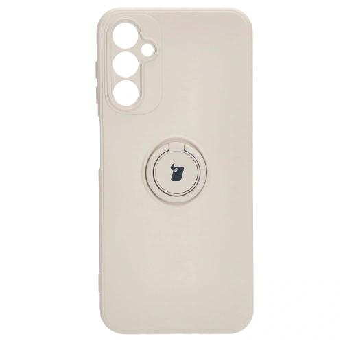 Etui Bizon Case Silicone Ring Sq do Samsung Galaxy A14 4G/5G beżowe