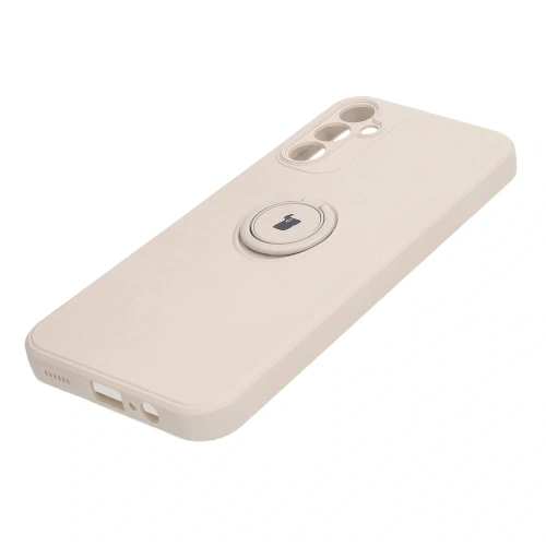 Etui Bizon Case Silicone Ring Sq do Samsung Galaxy A14 4G/5G beżowe