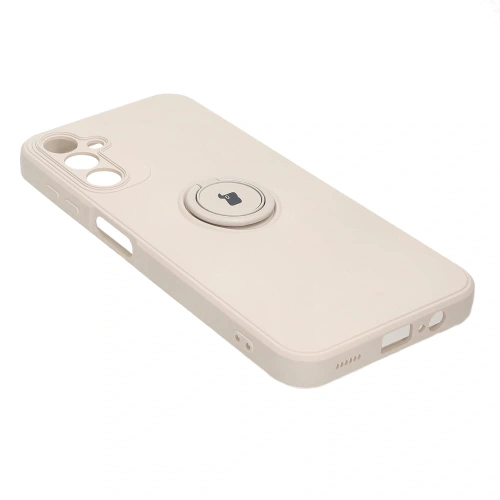 Etui Bizon Case Silicone Ring Sq do Samsung Galaxy A14 4G/5G beżowe