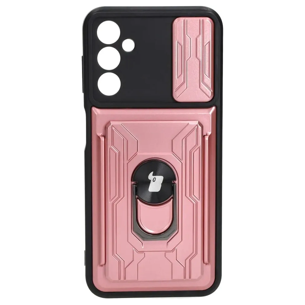 Hurtownia GSM - Etui Bizon Case Camshield Card Slot Ring do Samsung Galaxy A14 4G/5G, jasnoróżowe - BIZ7307 - {ean13} - Hurt
