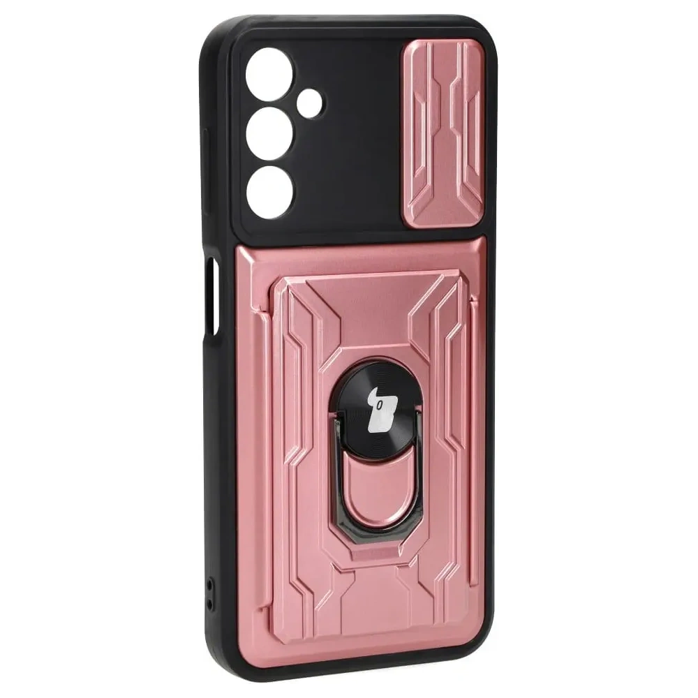 Hurtownia GSM - Etui Bizon Case Camshield Card Slot Ring do Samsung Galaxy A14 4G/5G, jasnoróżowe - BIZ7307 - {ean13} - Hurt
