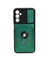 Etui Bizon Case Camshield Card Slot Ring do Samsung Galaxy A14 4G/5G zielone