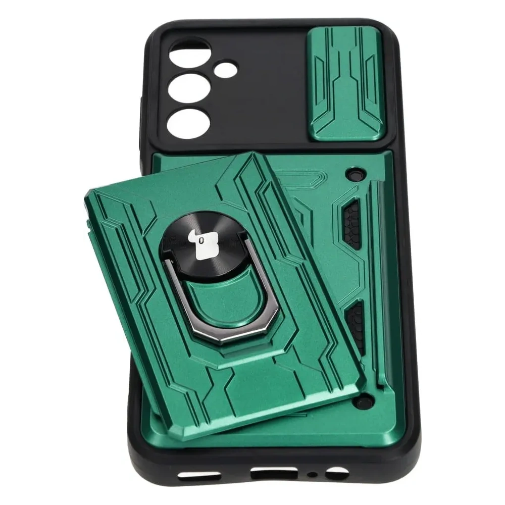 Hurtownia GSM - Etui Bizon Case Camshield Card Slot Ring do Samsung Galaxy A14 4G/5G, zielone - BIZ7308 - {ean13} - Hurt