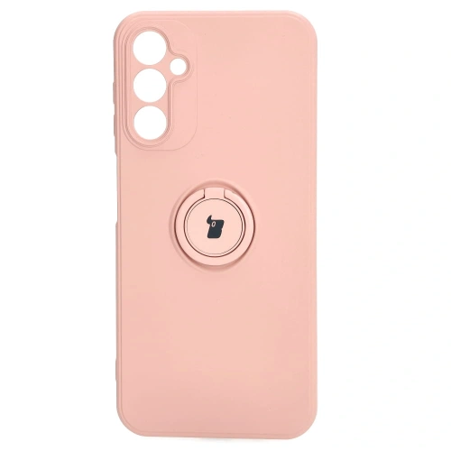 Etui Bizon Case Silicone Ring Sq do Samsung Galaxy A14 4G/5G jasnoróżowe