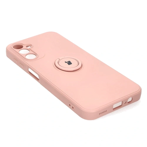 Etui Bizon Case Silicone Ring Sq do Samsung Galaxy A14 4G/5G jasnoróżowe