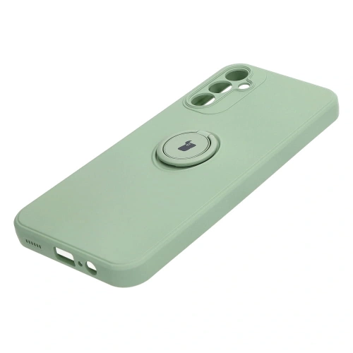 Etui Bizon Case Silicone Ring Sq do Samsung Galaxy A14 4G/5G jasnozielone