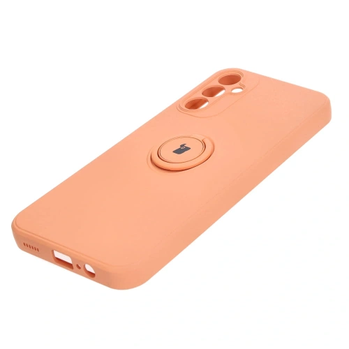 Etui Bizon Case Silicone Ring Sq do Samsung Galaxy A14 4G/5G pomarańczowe