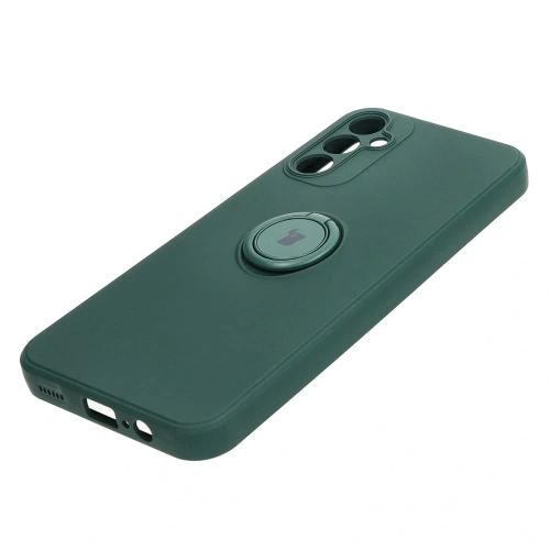 Etui Bizon Case Silicone Ring Sq do Samsung Galaxy A14 4G/5G ciemnozielone