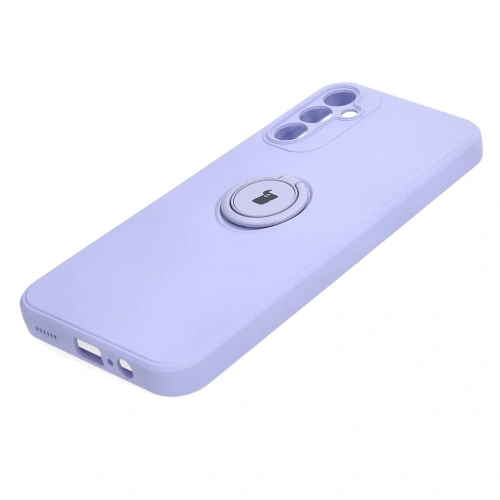 Etui Bizon Case Silicone Ring Sq do Samsung Galaxy A14 4G/5G jasnofioletowe