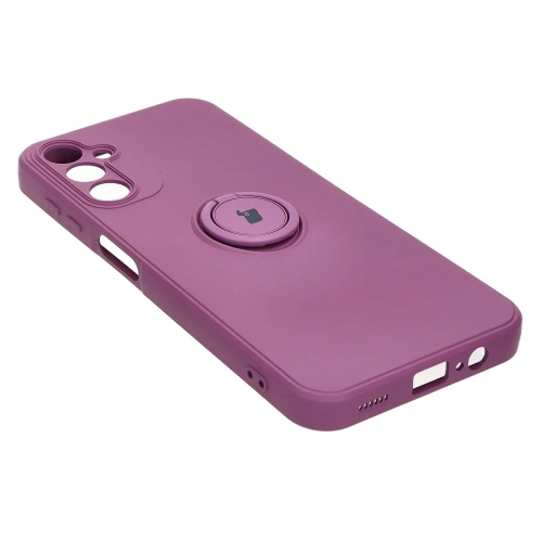 Etui Bizon Case Silicone Ring Sq do Samsung Galaxy A14 4G/5G ciemnofioletowe