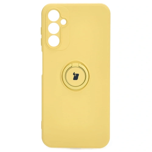 Etui Bizon Case Silicone Ring Sq do Samsung Galaxy A14 4G/5G żółte