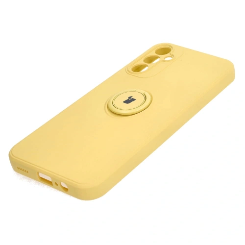Etui Bizon Case Silicone Ring Sq do Samsung Galaxy A14 4G/5G żółte