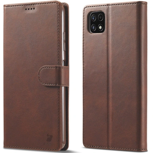 Etui Bizon Case Wallet do Samsung Galaxy A22 5G brązowe