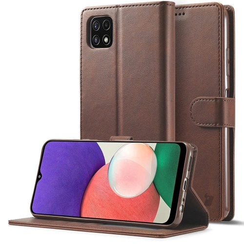 Etui Bizon Case Wallet do Samsung Galaxy A22 5G brązowe
