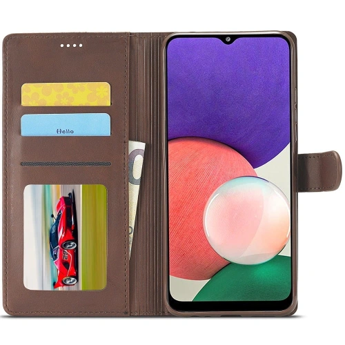 Etui Bizon Case Wallet do Samsung Galaxy A22 5G brązowe
