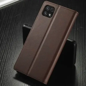 Etui Bizon Case Wallet do Samsung Galaxy A22 5G brązowe